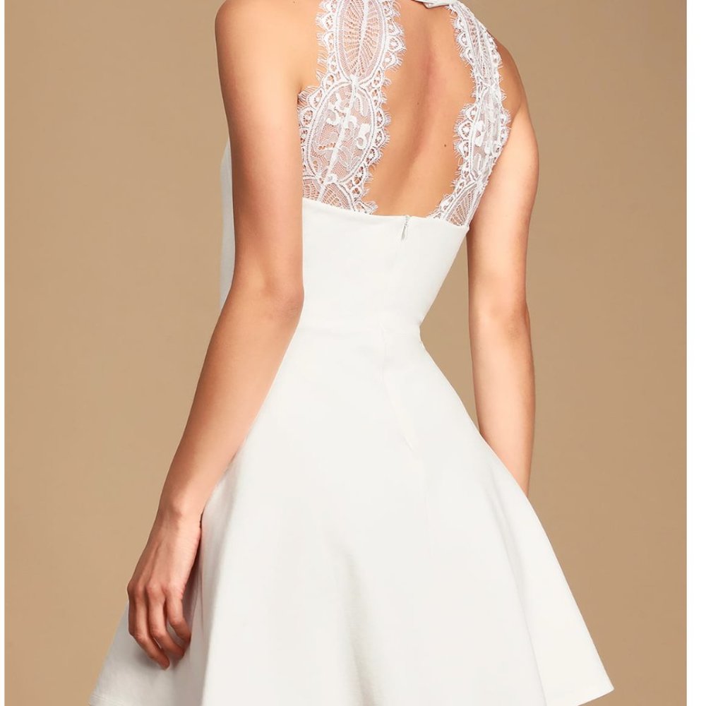 Lulus white skater dress with lace